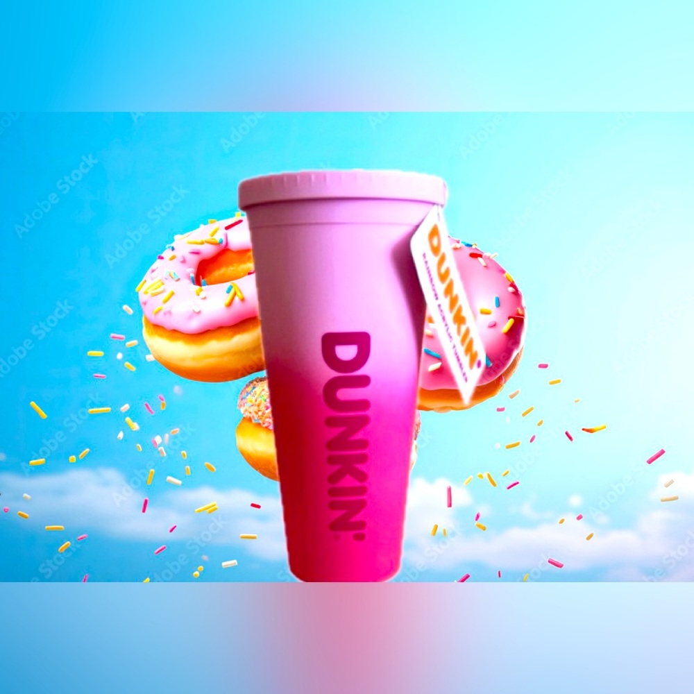 New Dunkin Donuts - 2023 24oz Pink Ombré Acrylic Travel Cup Tumbler
